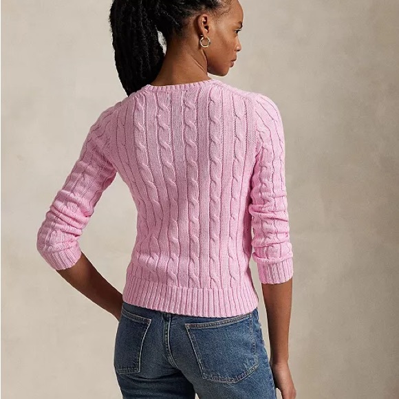 Women's Cable-Knit Cotton Crewneck Sweater - Picture 2 of 8